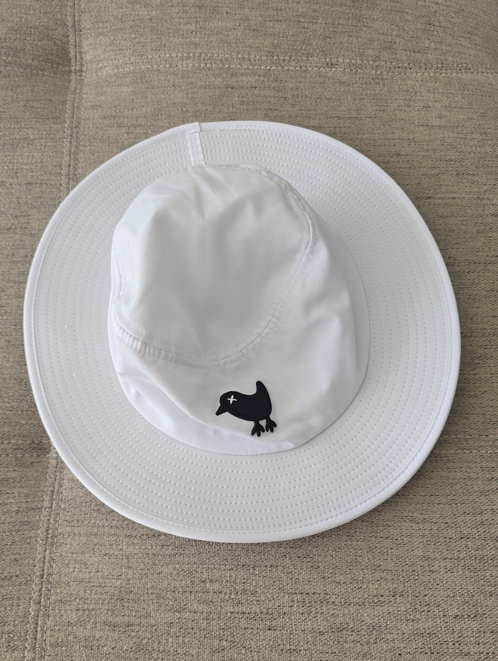 Bad Birdie White Wide-Brim Sun Hat with Black Bird Logo